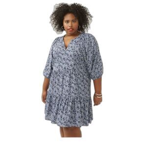 Molly & Isadora (Dia) Blue Floral Dress Size 2x Cottage Core Casual